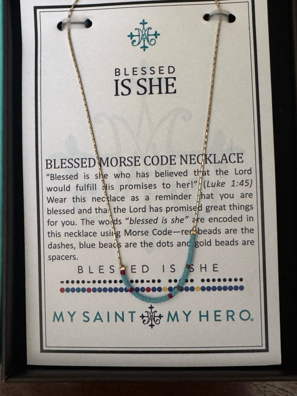 Blessed Is She Gold Necklace with Turquoise Beads